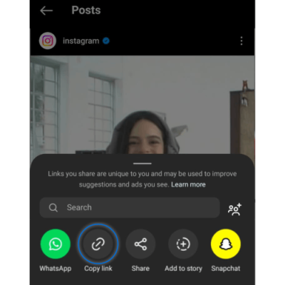 Copiar link da foto do Instagram